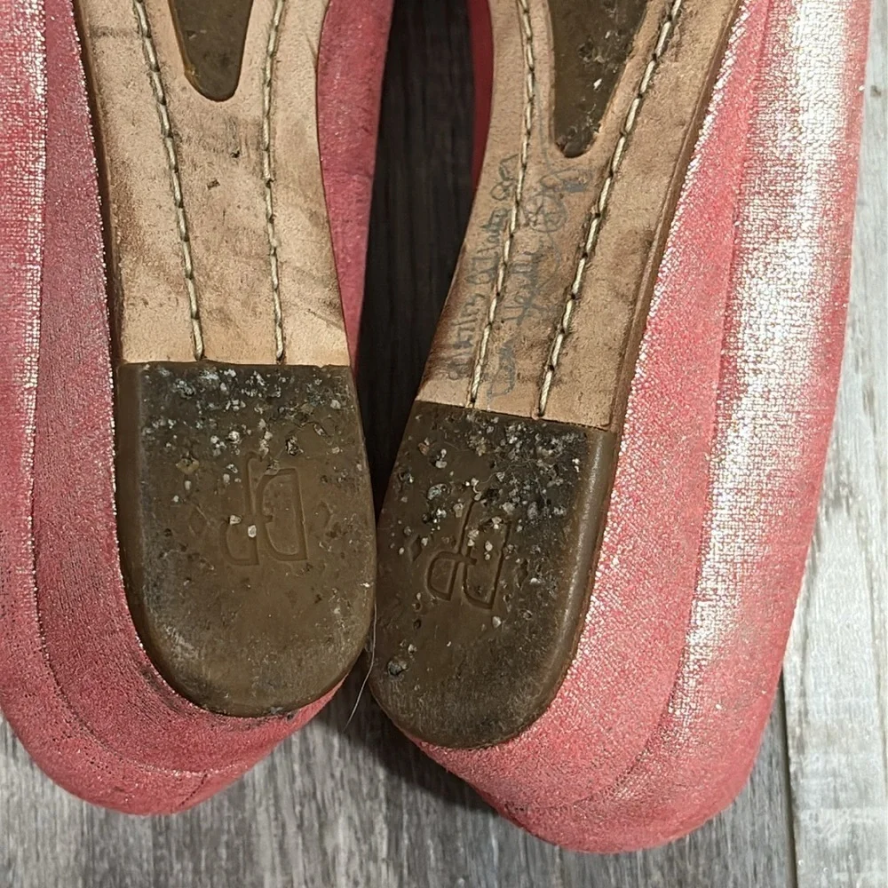 Donald J Pliner Pink Metallic Sonet Demi Wedge Peep Toe Flats Size 8N